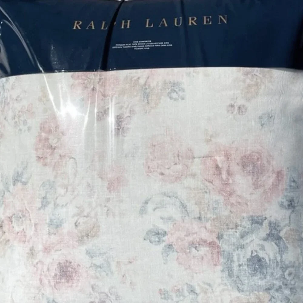 NEW $425 Ralph Lauren Linden Floral Comforter!  Queen  White Pink Floral Pattern
